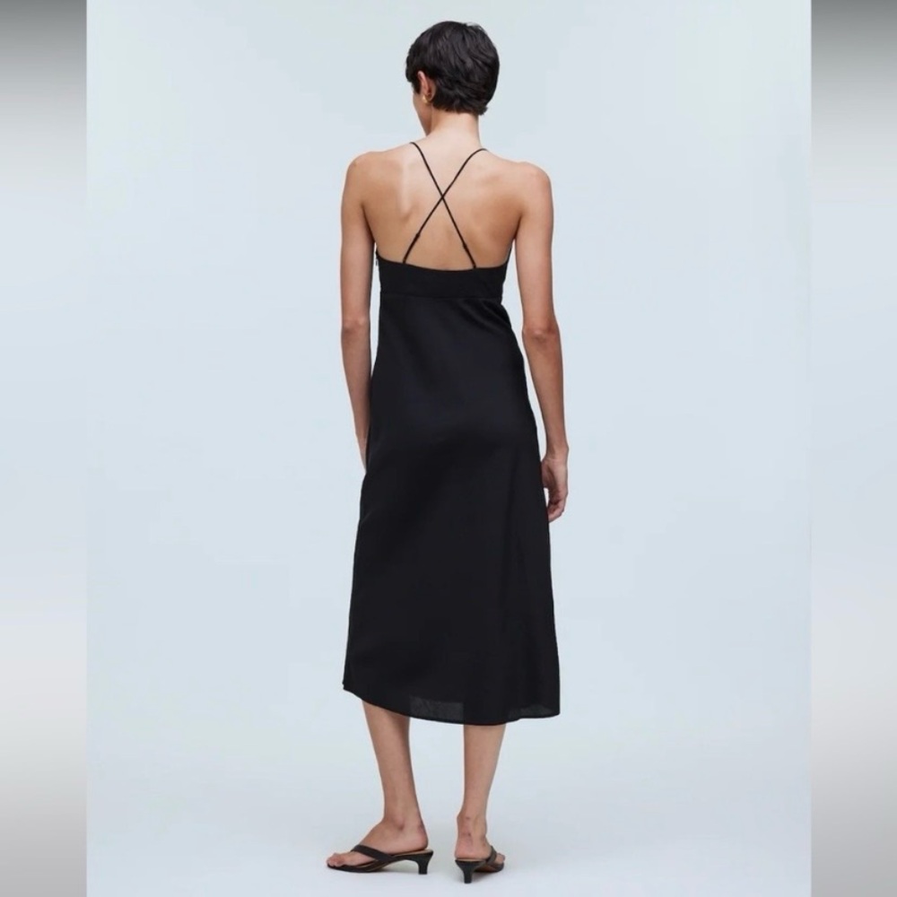 Madewell The Layton Midi Black Slip Midi Dress w/ Spaghetti Straps, Size 14 NWT - Picture 2 of 11